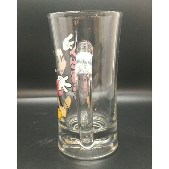 Vintage Mickey Mouse Tall Glass Mug Cup with Handle Marked Disney - Picture 5 of 12